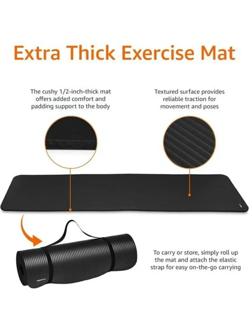Amazon Basics Extra Thick Yoga Mat 1 2 Inch Exercise Workout Gym Floor Mat